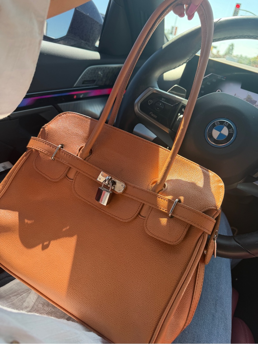 “Italian genuine leather Birkin-style structured tote”